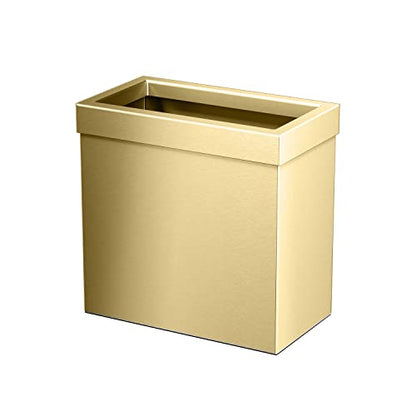Gatco Modern Rectangle Wastebasket, Brushed Brass - Stainless Steel Trash Can with Removable Lid, Leakproof, 3 Gallon Capacity for Bathroom, Bedroom, Kitchen, or Office - color: Brushed Brass