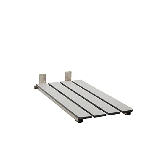 Hermosa 32" x 13.5" Back Wall-Mount Folding Phenolic Gray Tub Seat with 3" Slats - color: Phenolic Gray