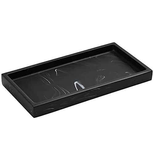 Luxspire Resin Bathroom Vanity Tray Countertop Organizer, Mini, Ink Black | 8 x 4 inch, non-slip waterproof resin, easy wipe clean, fits bath kitchen vanity, holds jewelry toiletries soap - color: Ink Black, size: Mini