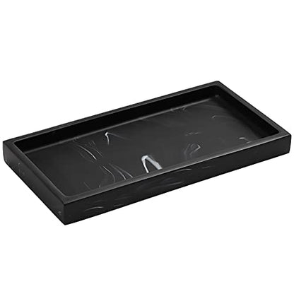 Luxspire Resin Bathroom Vanity Tray Countertop Organizer, Mini, Ink Black | 8 x 4 inch, non-slip waterproof resin, easy wipe clean, fits bath kitchen vanity, holds jewelry toiletries soap - color: Ink Black, size: Mini