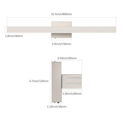 Ralbay 31.5inch Brushed Nickel Vanity Light with 5 Color Temperature (2700K-6000K) Dimmable Acrylic Metal 30W LED Modern Bathroom Light Fixtures - color: Brushed Nickel, size: 32 inch