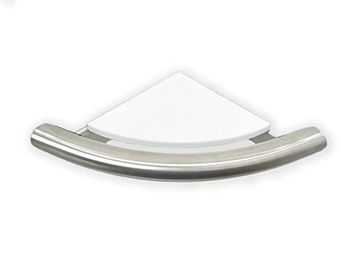 Corner Shower Shelf with Built-in Grab Bar – 2 in 1 Design | ADA Compliant Shower Shelf Corner Supports Up to 400 lb | Made of 304 Stainless Steel, Built for Heavy Duty Usage - color: Brushed Stainless Steel