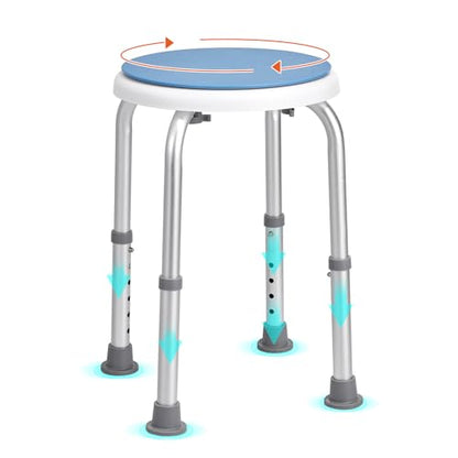 VEVOR Shower Chair for Inside Shower, 360 Degree Swivel Shower Seat, Adjustable Height Shower Stool, Non-Slip Bench Bathtub Seat Stool for Elderly Disabled Adults Handicap, 300 lbs Capacity - size: 300 lbs 360 Degree Swivel Seat