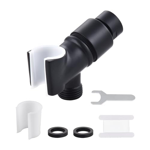 All Metal Handheld Shower Head Holder, Adjustable Shower Wand Holder with Brass Pivot Ball，Shower Arm Holder Mount for Connecting Shower Arm and Shower Hose，Black - color: Black