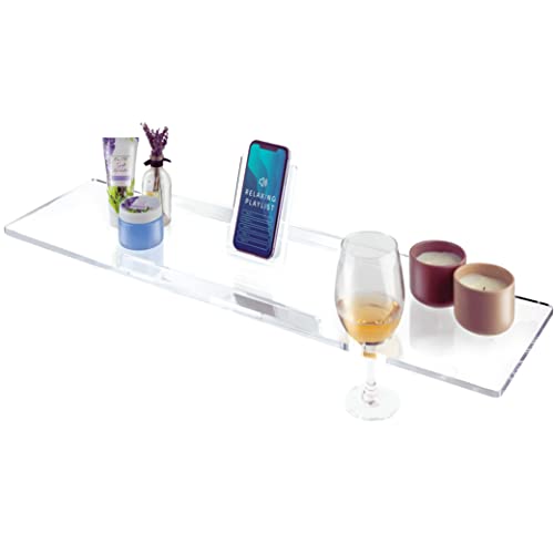 30" Supreme- Clear Bathtub Tray Caddy Tub Shelf - Spa Board Luxury Bathroom Bath tub Table - Acrylic Tub Caddy Fits Across Bathtubs - Book Rack, iPad and Wine Glass Holder - size: 30"