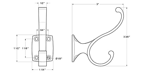 Heavy Duty, Coat and HAT Hook UNLACQUERED Bright Brass - color: Unlacquered Brass
