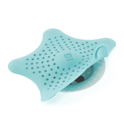 Umbra Starfish Hair Catcher, Fun Drain Cover Fits Most Standard Tub and Shower Drains, 6" Diameter, Lagoon Blue - color: Lagoon Blue