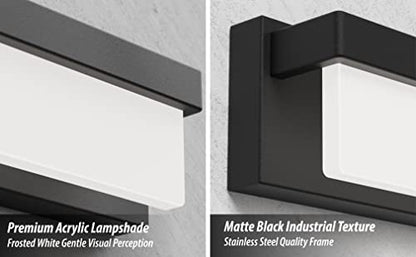 LED Bathroom Vanity Light Fixture Over Mirror 32.3 inch Modern Rectangle Black Matte Metal Lighting Bar 4000K Daylight Wall Sconce (Black) - color: Black, size: 32 inch