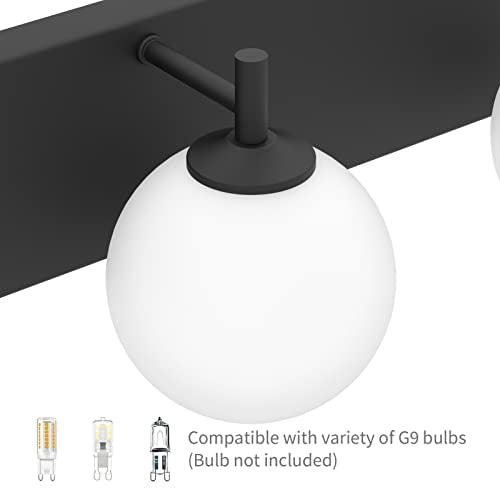 Aipsun Bathroom Light Fixtures, 4 Lights Matte Black Vanity Light, Modern Wall Sconces Lighting, Modern Bath Wall Mounted Lights with Milky Glass Globe(Exclude Bulb) - color: Black, size: 4 Lights