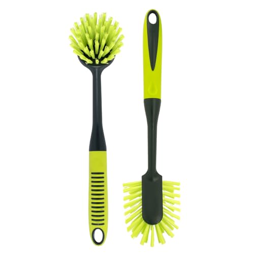 Pine-Sol Scrub Brush Set - Long Handle Cleaning Brushes with Heavy Duty Bristles and Comfort Grip - Scrubbers for Kitchen, Household, and Dishwashing, 2 Pieces - size: 2 Piece Set