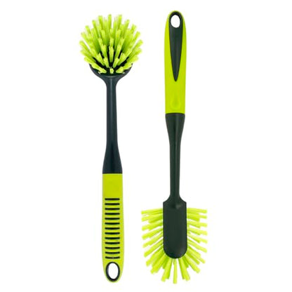 Pine-Sol Scrub Brush Set - Long Handle Cleaning Brushes with Heavy Duty Bristles and Comfort Grip - Scrubbers for Kitchen, Household, and Dishwashing, 2 Pieces - size: 2 Piece Set