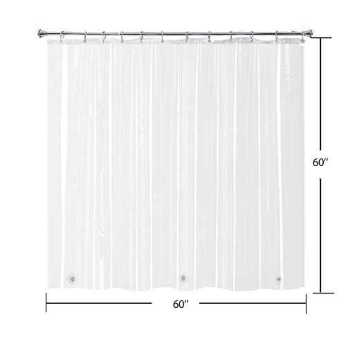 YISURE Small Shower Clear Liner 60x60, Bathroom Plastic Curtain Waterproof | Peva Vinyl Waterproof Small Bathroom Curtain with 3 Magnets and 10 Rustproof Grommet Holes - color: Clear, size: 60"W x 60"L (Pack of 1)