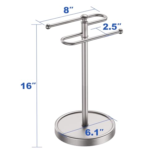 Hand Towel Holder, 304 Stainless Steel Heavy Duty S Shape Hand Towel Stand Free Standing Towel Bar for Bathroom Kitchen Countertop - color: Nickel
