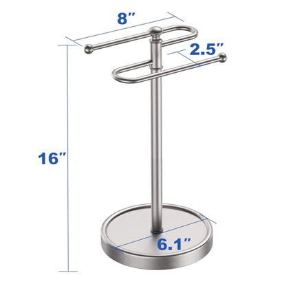 Hand Towel Holder, 304 Stainless Steel Heavy Duty S Shape Hand Towel Stand Free Standing Towel Bar for Bathroom Kitchen Countertop - color: Nickel