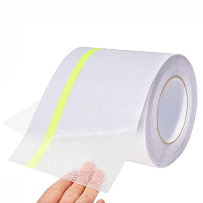 Qingluan Anti Slip Tape, Waterproof Self Adhesive Glow Green Transparent 5.9" x32.8Ft Grip Tape - color: Transparent Glow in The Dark Green, size: 5.9 Inch x 32.8ft