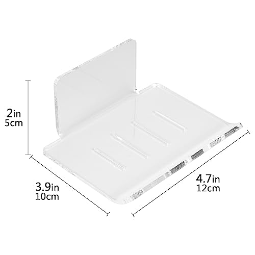 Self Adhesive Soap Dish Wall Mounted, 4 Slot Acrylic Soap Saver, Sponge Soap Holder for Shower Wall, Bathroom, Kitchen (Clear) - color: Clear 1pack