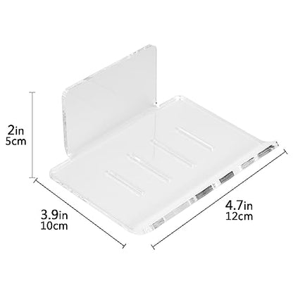 Self Adhesive Soap Dish Wall Mounted, 4 Slot Acrylic Soap Saver, Sponge Soap Holder for Shower Wall, Bathroom, Kitchen (Clear) - color: Clear 1pack