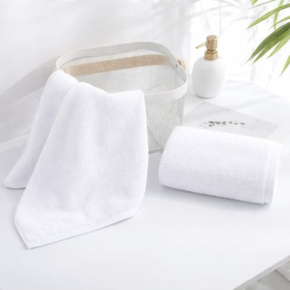 4-Pack White Cotton Hand Towels for Bathroom with Hanging Loops | Sink-side towels for drying hands and face, ideal for bathrooms, guest baths, powder rooms, OEKO-TEX certified, easy care - color: A03: White