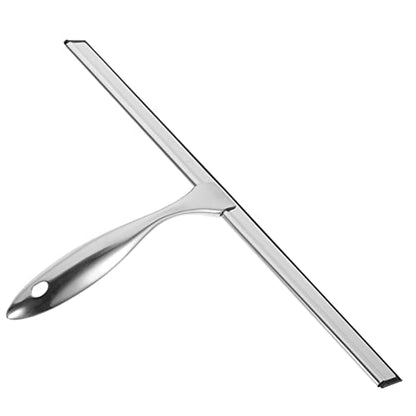 Stainless Steel Shower Squeegee Adhesive Hook 14-Inch Blade Window Cleaner for Shower Glass Doors Car Windows and Bathroom Use