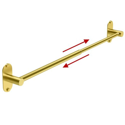 Towel Bar, Adhesive or Drill Wall Mount, Brushed Gold, 1 Pack | Adjustable 16.7 to 28.5 Inch, 304 Stainless Steel Hand Towel Holder, Round Base Towel Racks for Bathroom, Kitchen Use - color: Extended Length–gold