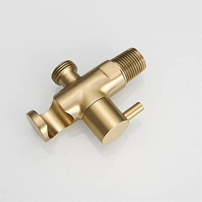 Hand Held Shower Head Holder with Hose Connector Shower Head Shut Off Valve Shower Wand Holder Wall Mount Handheld Shower Handle Sprayer Holder Attachment Toilet Bidet Spray Head Bracket Brushed Gold - color: Brushed Gold