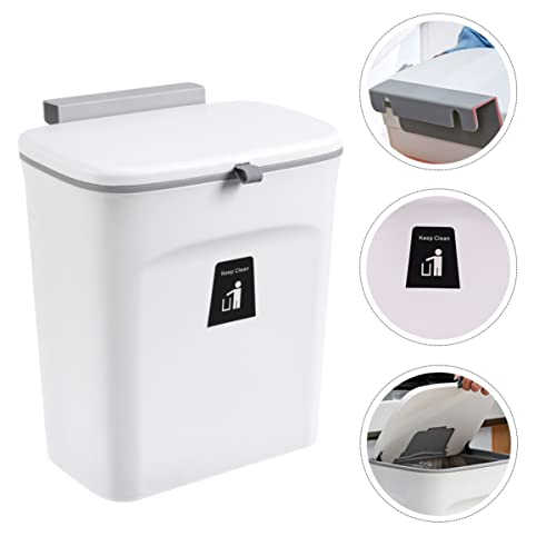 PRETYZOOM 1Pc Wall Mounted Trash Can with Lid Garbage Bin Space Saving Design for Kitchen Bathroom and Home and Stylish Waste Container