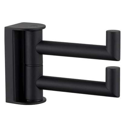 Angle Simple Swivel Towel Hook, Robe Coat Hook for Bathroom, Matte Black | Robust SUS304 Stainless Steel, Foldable 2 Arms, Compact & Functional, Kitchen Closet Hand Towel Holder, Screws Wall Mount - color: Matte Black, size: 1 Pack