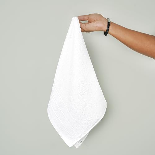 6 Piece Hand Towels Set 16 x 28 Inches, White | 100% Cotton, Lighter Weight, Quick to Dry, 16 x 28 Inches, Super Soft & Absorbent, Perfect for Bathroom & Kitchen - color: White