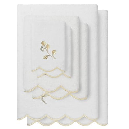 Jardin Turkish Cotton Scallop Towel-Beige-6 Pcs Set - color: Beige, size: 6 Pcs Set