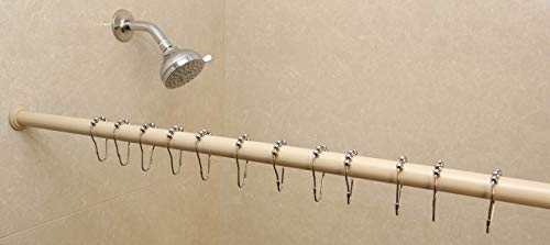 Urbanest 1" No Drilling Shower Closet Window Metal Premium Adjustable Tension Rod, Heavy Duty, 42-inch to 72-inch, French White - color: French White, size: 42"-72"
