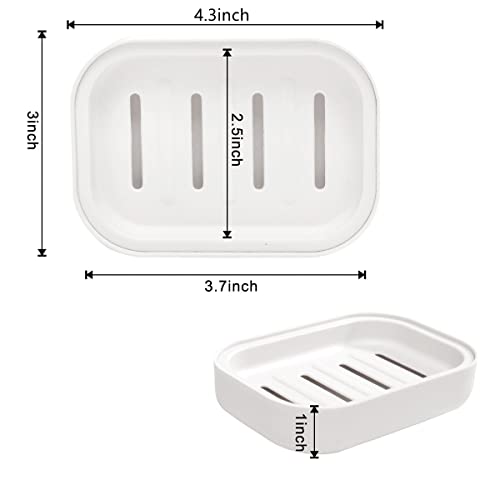4 Pack Plastic Soap Dish, Soap Container, Double Layer Draining Soap Holder for Shower, Bathroom or Kitchen, C-0060 - color: 4 Pcs
