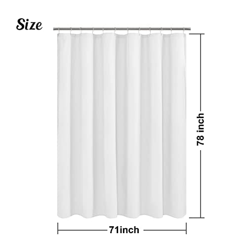 Embossed Microfiber Long Shower Curtain Liner 71 x 78, White | Machine Washable, Bottom Magnets, Water Repellent, 71x78 Inches Soft Fabric Shower Curtain for Bathroom - color: White, size: 71"W x 78"L (Pack of 1)