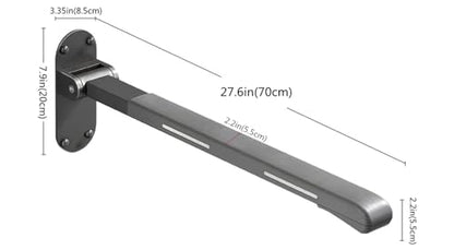 Flip Up Grab Bar,Bathroom Folding Grab Bar,Grey | Grab Bars,Stainless Steel Material,Night Glow Strips on Both Sides,Wall Mounted,Non Slip Waterproof Elderly Handicap Bars - color: Gray