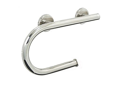 Grab Bar Toilet Paper Holder - Bathroom Safety/304 Stainless Steel/Left/Polished Chrome/ 16.5"x 10" - color: Polished Chrome, Left Hand