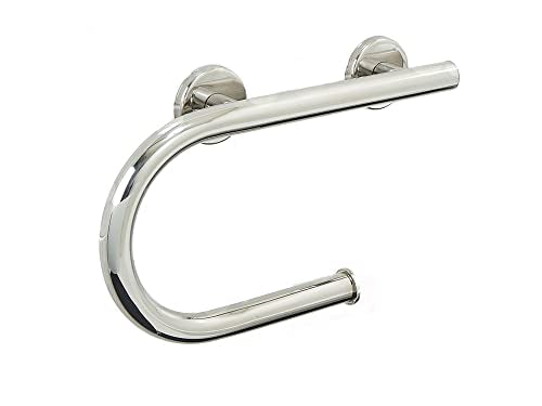 Grab Bar Toilet Paper Holder - Bathroom Safety/304 Stainless Steel/Left/Polished Chrome/ 16.5"x 10" - color: Polished Chrome, Left Hand