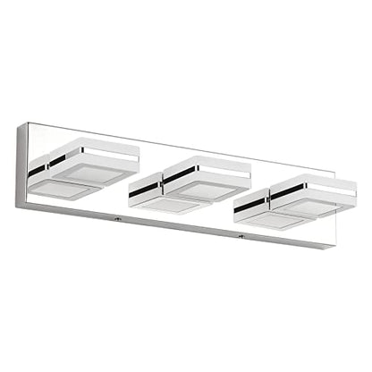 Ralbay Modern LED Vanity Light Fixtures 3 Lights Up and Down LED Modern Bathroom Vanity Lights Over Mirror Rotatable Acrylic Stainless Steel Chrome Bath Wall Lighting - color: Chrome, size: 3 Light