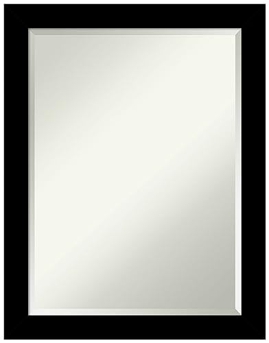 Amanti Art Black Bathroom Mirror for Over Sink, 27x21 Brushed Black Rectangle Vanity Mirror, Medium Modern Frame, Hangs Horizonally and Vertically, Bathroom Wall Decor, Beveled Edge - color: Brushed Black, size: 27"L x 21"W