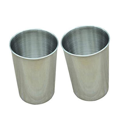 Luxshiny 2pcs Stainless Steel Toothbrush Tumbler Cup Set 180ml Bathroom Rinsing Cups for Home Use Sturdy Silver Water Tumblers for Mouthwash and Beverages