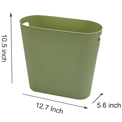 ROYFACC Small Trash Can Plastic Bathroom Wastebasket 3.2 Gallon Slim Garbage Container Bin with Handle for Home Kitchen Bathroom Bedroom Office, 2 Pack (Green) - color: Green