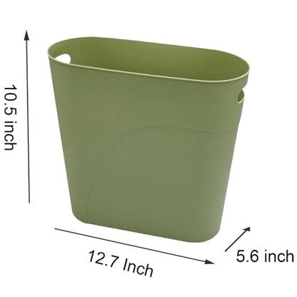 ROYFACC Small Trash Can Plastic Bathroom Wastebasket 3.2 Gallon Slim Garbage Container Bin with Handle for Home Kitchen Bathroom Bedroom Office, 2 Pack (Green) - color: Green