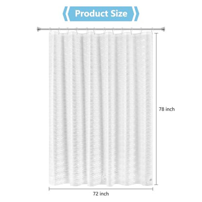 Seenus Waterproof PEVA Shower Curtain Liner Extra Long 72 x 78 inch, Translucent Shower Liner Long with 3 Weighted Magnets, Semi Transparent Plastic Shower Curtain Frosted Striped for Bathroom - color: White Striped, size: 72"W x 78"L (Pack of 1)