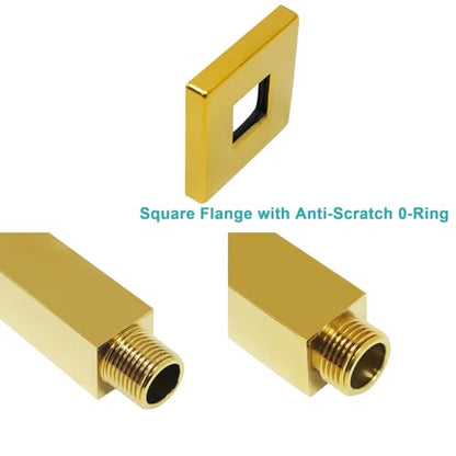 Enga Brass 6-Inch Straight Shower Arm with Flange, Bright Gold - color: Polished Gold, style: 6 Inch