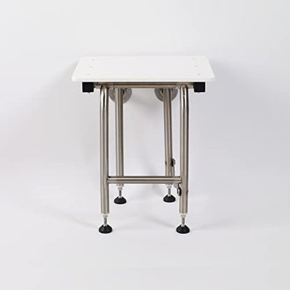 HDP Shower Seat With Legs - Heavy Duty Chair for Inside Shower 400lbs | 304 Stainless Steel | For Elderly and Disabled | Folding Wall Mounted Seat | 18" x 16" - size: 18