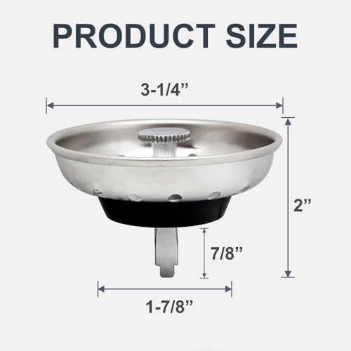 ZM 2 Pack Kitchen Sink Strainer and Stopper Replacement Basket, 3-1/2” - style: Strainer Replacement 2-Pack