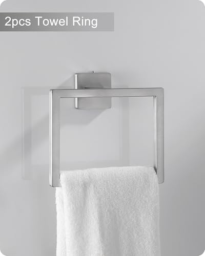 Brushed Nickel Bathroom Hardware Set 10 Pieces Includs 2pcs 24 inch Towel bar, 2pcs Towel Ring, 2pcs Toilet Paper Holder, 4pcs Towel Hook (Brushed-10PCS-24Inch)