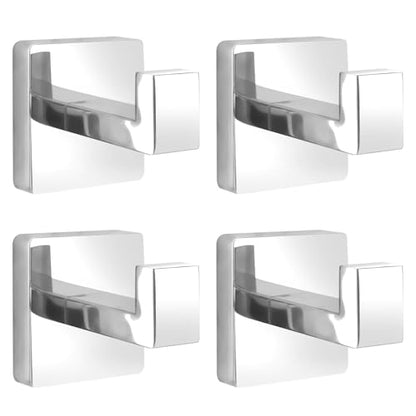 Towel Hooks for Bathrooms Robe Hook Coat Hook 4 Pack Polished Chrome Stainless Steel Heavy Duty 33 Lbs Wall Mounted Square Hooks for Bathroom Kitchen Bedroom - color: Polished Chrome