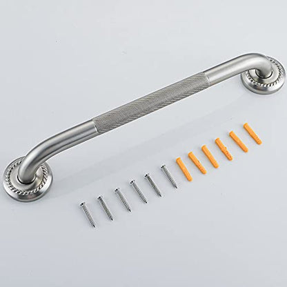 Anti Slip Shower Grab Bar, 12-Inch Toilet Textured Sturdy Hand Rail, Stylish Bathroom Armrest, Brushed Nickel Finish, Multi Function Assist Handle - color: Brushed Nickel, size: 12 Inch