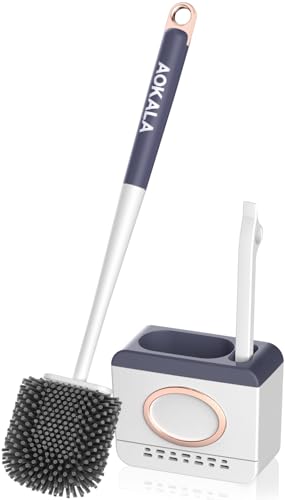 Dark Gray Toilet Bowl Cleaner Set - Silicone Toilet Brush and Holder for Deep Cleaning - color: Dark Gray