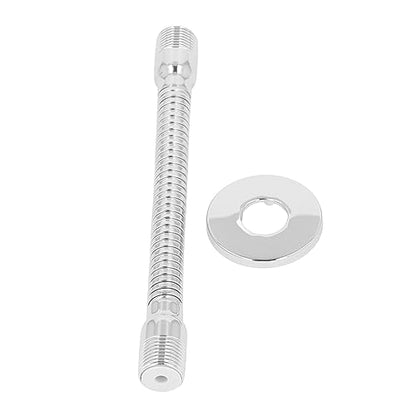 8.07in Flexible Shower Arm with Flange, Stainless Steel Flexible Shower Head Extension, Adjustable Length Swiveling Shower Arm for Hotels, Gyms, Home Bathrooms