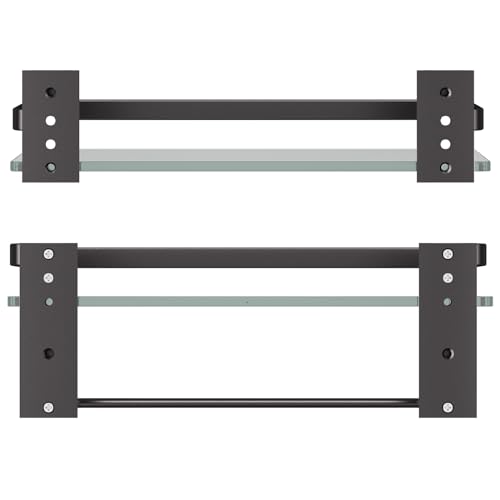 Bathroom Shelves Wall Mounted, Clear Tempered Glass Shelf with Towel Bar, Hand Towel Holder(Matte Black) - color: Black, size: Combo Set